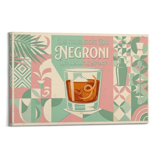 Affiche Negroni mixologie vintage décoration murale bar moderne toile OKAHYS