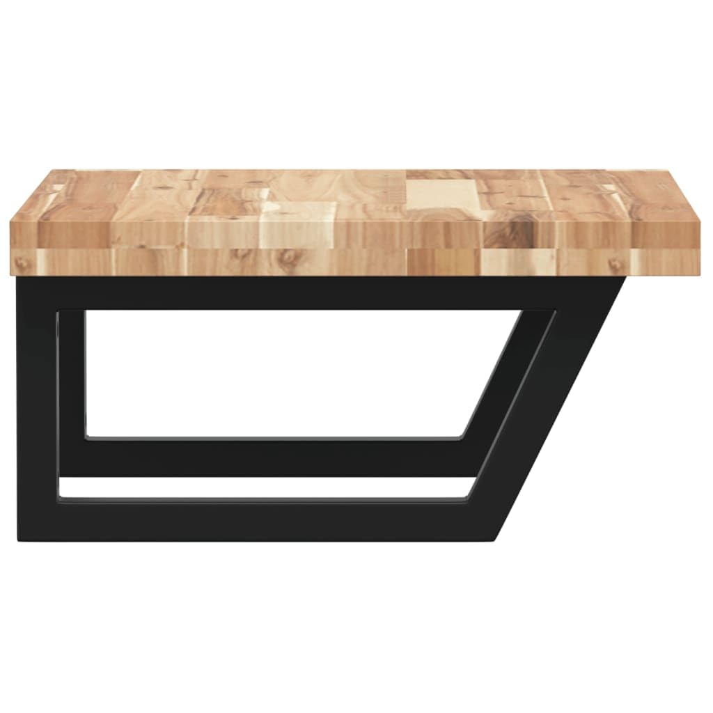 Estantería para lavabo de pared de acero y madera de acacia, 50 x 50 cm, soporte trapezoidal, soporta hasta 100 kg, ahorra espacio para muebles de baño, espacio de almacenamiento y