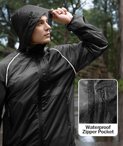 Image of SWISSWELL Mens Cycling Rain Jacket Waterproof Lightweight Windbreaker Jackets for Men Raincoat with Hood