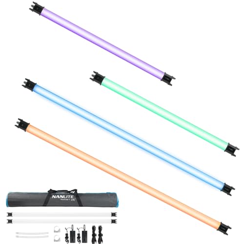 NANLITE PavoTube II RGBWW LED Light Tube, Color RGBWW LED Pixel Tube Photography Handheld LED Video Lighting Wand with AC Chargers, Mounts, and Case Battery Powered (PavoTube II 15C 2Kit)