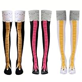 NJCXOLA 3 Pares Calcetines de Pata de Pollo Calcetines de Pollo para Mujer Calcetines de Pierna de Pollo Calcetines de Pollo Calcetines para Pies de Pollo Rodilla Calcetines Talla única