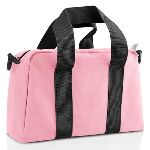 Image of Small Tool Bag, Canvas Tool Storage Bag, Large Capacity Multipurpose Zipper Soft Tote Organizer Pouch for Electrician, Plumbing, Gardening,Tools Bags for Men (Pink, 12 Inch)