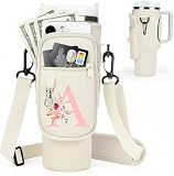 Initial Water Bottle Holder with Strap for Stanley 40 oz Tumbler/Simple Modern 40 oz Tumbler,Water Bottle Carrier Bag with Strap,Personalized A-Z Phone Pocket for Stanley Cup Accessories -  Sernaxi