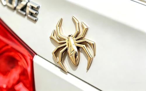 Image of 3D Spider Chrome Emblem Badge Sticker Decoration for Car, Truck, Motorcycle, RV, Scooter, SUV, Door, Window (Yellow Flash Spider)