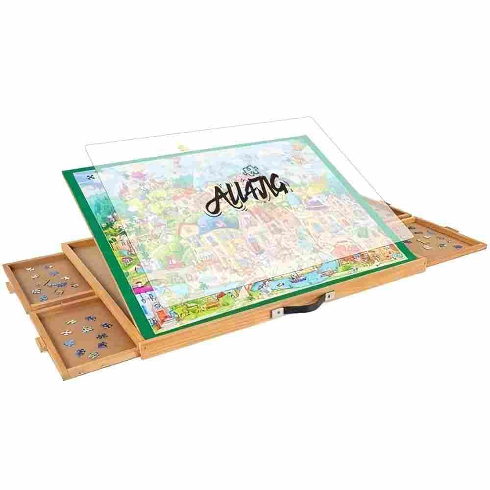 ALL4JIG Adjustable Jigsaw Puzzle Board with 4 Drawers & Cover - 3-Tilting-Angle Jigsaw Wooden Puzzle Table for Adults 25"x34"Jigsaw Portable Puzzle Table Top Easel Birthday Gift for mom