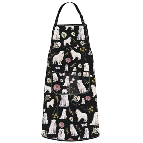 MYSOMY Great Pyrenees Kitchen Apron Great Pyrenees Gift Great Pyrenees Mom Apron Great Pyrenees Owner Gift Great Pyrenees Dog Apron (white dog ap uk1)