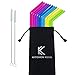 Produktbild Kitchen Keen wiederverwendbare Silikon-Trinkhalme, 12 Stück, inkl. 2 Reinigungsbürsten, gebogene Strohhalme, umweltfreundlich, lebensmittelechtes Silikon, BPA-frei