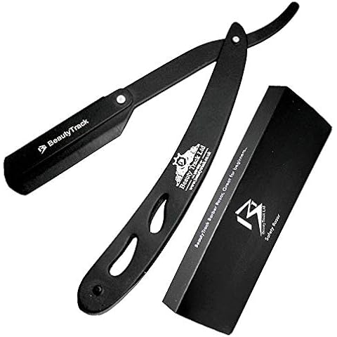 New Barber Shaving Razor for Men - Straight Cut Throat Stainless Steel Razor - Hair Removal Razors - Salon Razor - New Improved Quality - Ideal GiftSet for Christmas (Black) Cover