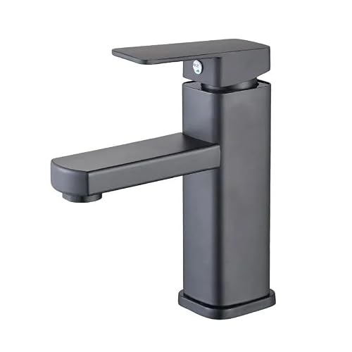 Basin Tap Black/Chrome Bathroom Faucets Hot and Cold Mixer Vanity Kitchen Deck Mounted Sink(Black)