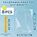 NUITPY 8 Pcs Large Cellophane Bags, 40 x 50 Inchs Cellophane Wrap for Gift Baskets, Durable Plastic Gift Bag, Clear Basket Bag - Complimentary 8 Pcs Golden Twist Ties