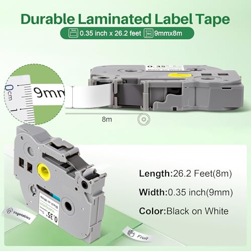 Cintas TZe221 laminadas de 9mm con adhesivo resistente para impresoras P-Touch PT-D410 pack de 20 5
