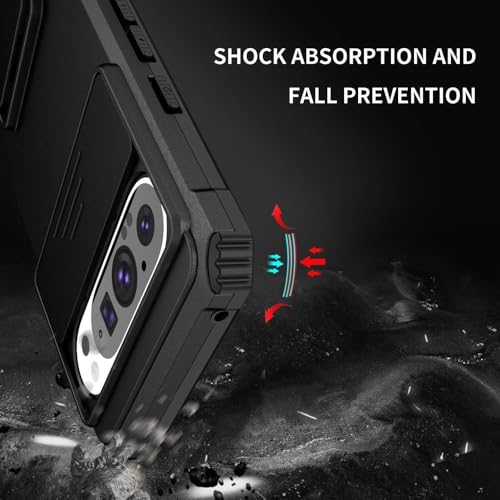 Image of Back Cover Case for Google Pixel 9 Pro XL | Sliding Camera Shield | Stereoscopic Stand | 360 Degree Protection Mobile Phone Case Cover for Google Pixel 9 Pro XL | PC, Black Back Cover