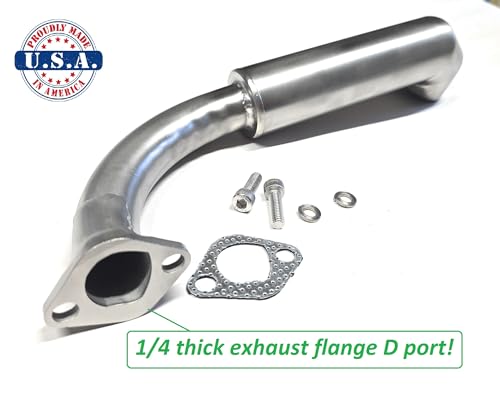 ARSPORT Stainless Exhaust for Surface drive mud motor compatible with Hond GX160 & GX200, Predator 212, Predator 224cc Surface Drive Motor, mud motors, Lake boats., silver