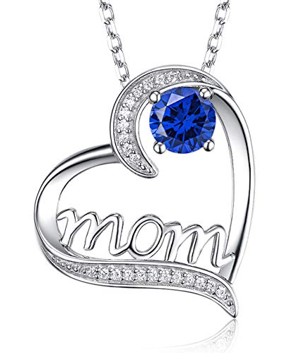 Dorella Birthday Gifts for Women 925 Sterling Silver Mom Necklace for Mom Wife September Birthstones Necklace Blue Sapphire Pink Tourmaline and More Stones Jewelry for Her