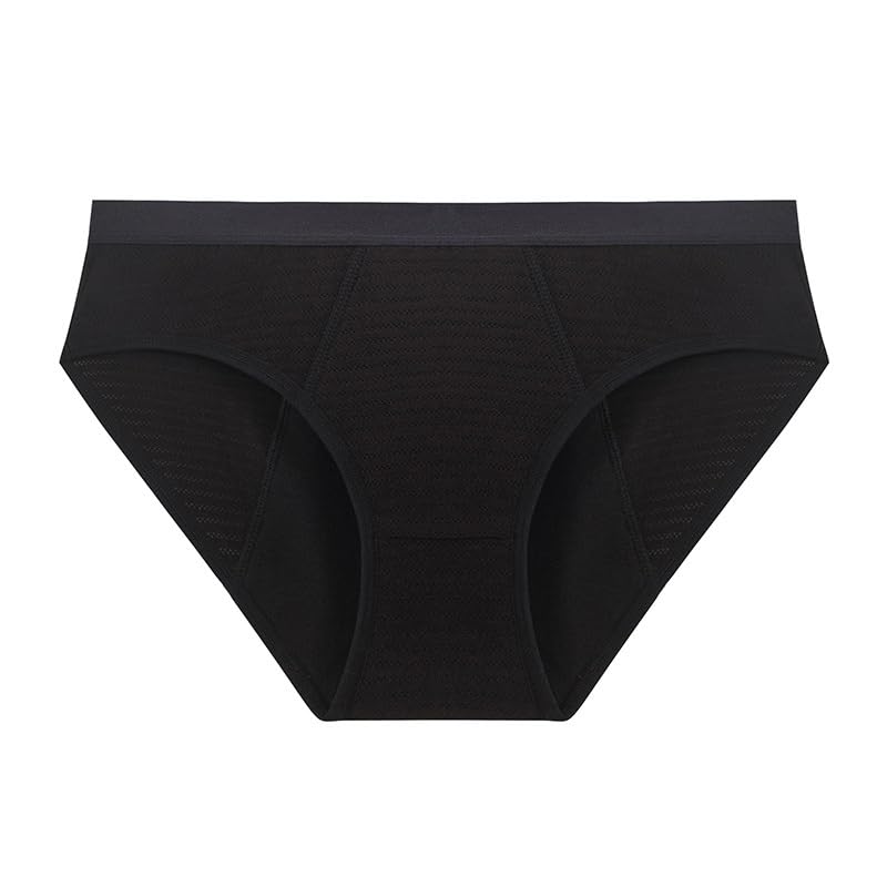 Bragas menstruales de 4 capas, de algodón transpirable, for mujeres y niñas, ropa interior for el período, con flujo abundante y a prueba de fugas.(negro,3pc,L)