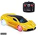 Produktbild Micovay Ferngesteuertes Auto Kleinkind, 1/18 RC leuchten Hobby-Spielzeugauto mit 5 blinkenden LED-Lichtern und Controller-Fahrzeug für Jungen, Mädchen 3,4,5,6 Jahre,, Gelb