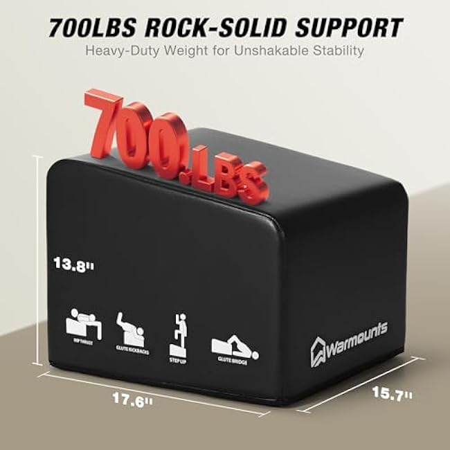 Hip Thrust Bench, Multi-Functional Workout Box with Non-Slip Pad for Hip Thrust, Glute Bridge, Strength Training, 700LB Load Capacity, Glute Workout Equipment for Home and Gym