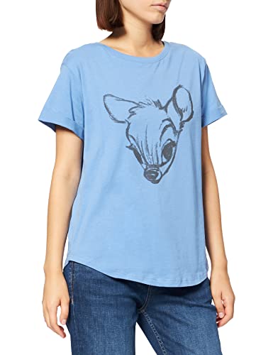 Disney Bambi Face Camiseta, añil, S para Mujer