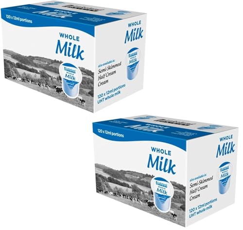 Lakeland Full Fat Milk Pots 12ml 2 x 120 (total 240 Portions) (Whole Milk) Suitable for Various Settings Single-Serve for Tea & Coffee