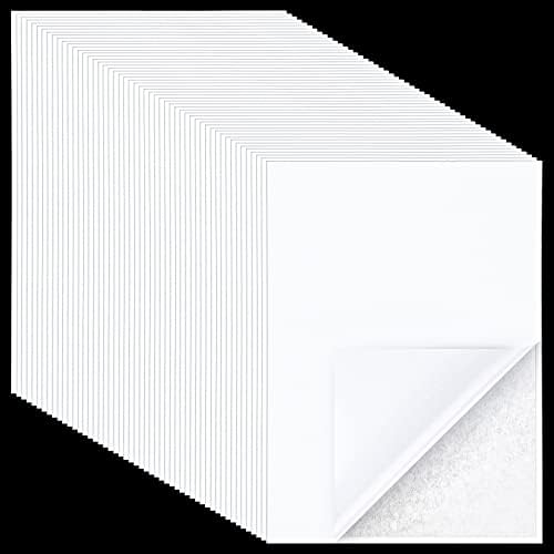 50 Pieces Double Sided Adhesive Sheets White Double Sided Tape Sheets Clear Sticky Strong Adhesive Tap Sheet for Crafts with White Liner for Photo Albums DIY Arts Handbook Making Home Decoration, A4
