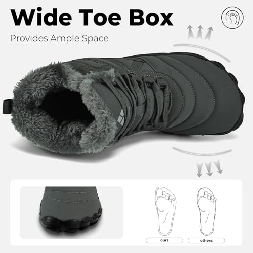Miniatura 2 de Mishansha Barefoot Botas Hombre Invierno Botines Mujer Invierno Botas De Nieve Cálido Zapatos Nieve Barefoot Zapatillas Antideslizante Botas De Trekking Gris Eu Gr.42