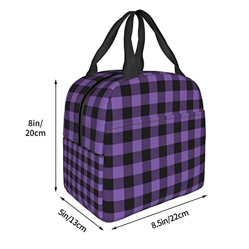 Ayvcxui Purple Buffalo Plaid Check Lunch Tote Reusable Lunch Bag Insulated Lunch Box For Students Work Outdoor Travel Picnicthermal Portable Bento Box Handbags Tote thumb #3