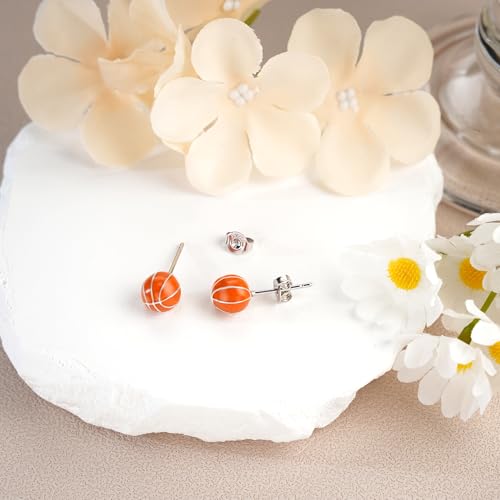 PEALICIOUS Basketball Earrings for Women, Cute Basketball Gifts for Girls with Exquisite Card, Hypoallergenic Sports Earrings as Sports Mom Essentials for Fans Daughter Friends Game Day Valentine Gift