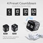 Productivity Timer Flip Gravity Sensor Cube Timer Countdown & Countup,Mute & Vibrate & Sound，5/10/30/60min & Custom Timing, Perfect for ADHD,Work,Learning,Kitchen Cooking (1Black) - Image 2