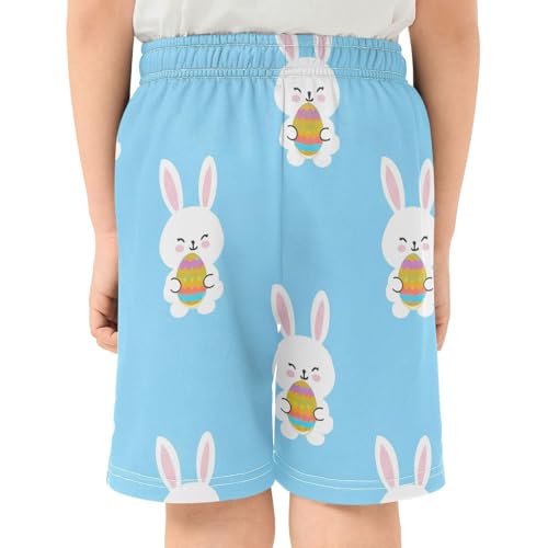 J JOYSAY Easter Bunny Egg Blue Boys Athletic Shorts Kids Youth Casual Shotrs with Elastic Waistband Pockets3