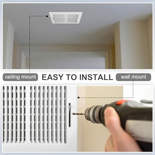 4 Pack Air Ceiling Vent Cover Grille 10"w x 8"h Duct Opening Size, 2 Way Steel Grille Register with Adjustable Damper for Ceiling Wall HVAC Heat Cold Air Conditioner (White, Outer 11.75" W x 9.75" H) by Tandefio - Used condition - Image 4
