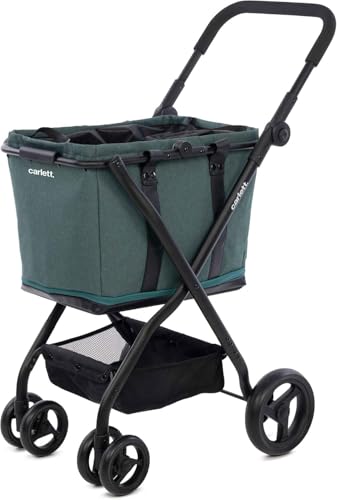 Carlett - Cube S | Carro de la Compra Plegable + Bolsa Extraíble | Cesta Convertible en Bolso | Tejido Impermeable | Ruedas 360° Desmontables | Diseño Compacto y Elegante | Pine