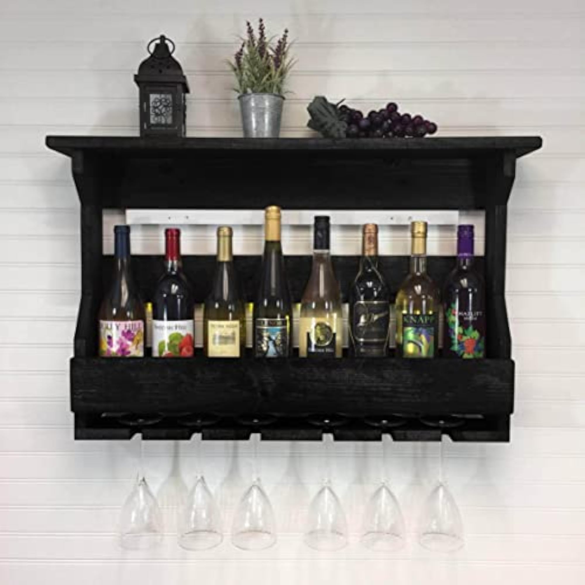 Jorden Wooden Wall Hanging Bar Cabinet, Walnut Finish