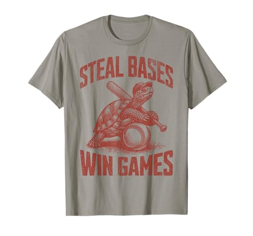 Vintage Baseball Sport Funny Sports Graphic Turtle Baseball T-Shirt