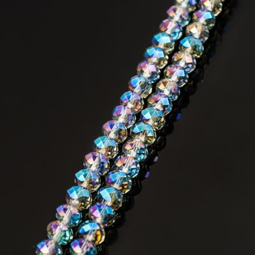 Image of 700pcs Czech Faceted Rondelle Crystal Glass Beads 8mm Bulk Green Peridot Shimmer