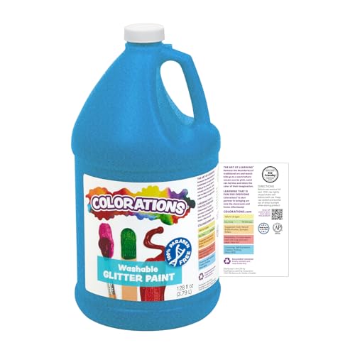 Colorations Washable Blue Glitter Paint, 1Gal, Paint, Blue Paint, Blue Washable Paint, Washable Paint for Kids, Paint for Kids, Tempera Paint, Blue Tempera Paint, Gallon Paint Washable by Colorations - Image 6