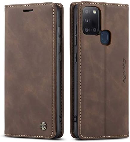 QLTYPRI Case for Samsung Galaxy A51, Vintage PU Leather Wallet Case Card Slot Kickstand Magnetic Closure Shockproof Flip Folio Case Cover for Samsung Galaxy A51 - Coffee Brown