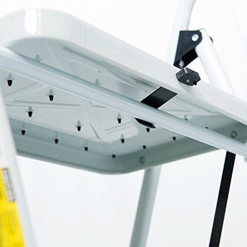 Good Life EN131 Folding 3 or 4 Step Ladder Home Depot Steel Step Ladders Lightweight 300 lb Capacity with Hand Grip Anti-Slip and Wide Pedal (3 Step)