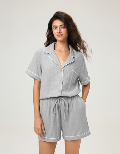 Image of BESTOUCH Womens Pajama Sets: 100% Cotton Muslin Linen Feel