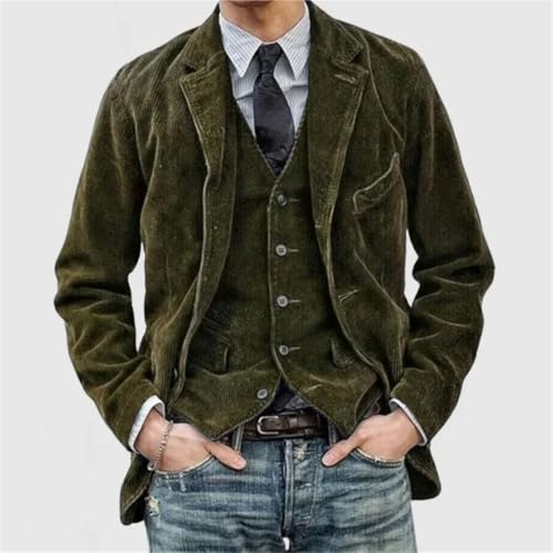 Men's Corduroy Jackets Solid Color Suit Collar Casual Single Breasted Turn-Down Collar Coats3