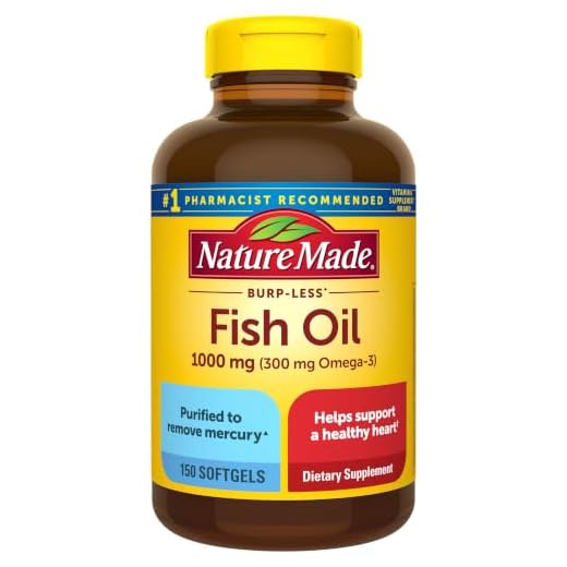 Nature Made Burp-Less Fish Oil 1000 mg with 300 mg Omega-3, Dietary Supplement for Healthy Heart Support, 150 Softgels, 75 Day Supply