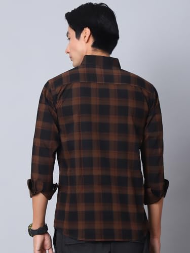 Image of Majestic Man Comfort Cotton Slim Fit Checked Casual Shirt for Men