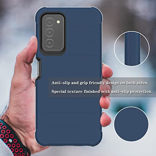 Leptech For Samsung Galaxy A03S Phone Case With Tempered Glass Screen Protector, [Holster Series] Belt Clip Hard Tough Full Heavy Duty Rugged Military Shockproof Armor Cell Phone Cover (Dark Blue) #TOP2