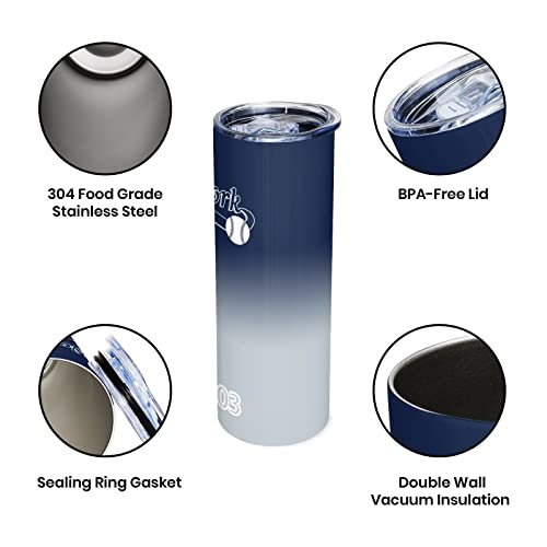 Ebbugas New York Est 1903 Tumblers 20Oz Straight Skinny Car Cups Sports Travel Coffee Mug, Stainless Steel, Insulated,Classic Collection Gifts For Men Women Fans. #TOP2