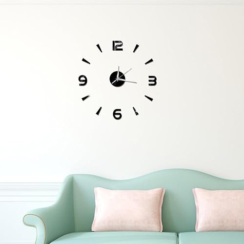 Miniatura 9 de Adhesivo de reloj de pared sin marco, gran espejo acrílico moderno, kit de reloj para decoración de hogar, sala de estar, dormitorio, oficina,