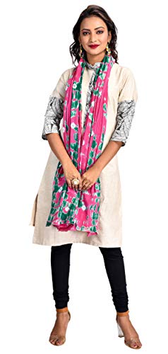 Image of Women's Pure Cotton Multi-Colored Traditional Authentic Tie Dye with Bandhej Bandhani Dupatta Chunni
