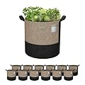 UMIG 12 Pack 20 Gallon Grow Bags, 300G Thick Non-Woven Fabric Cloth Smart Planter Pots with Handles, Black Camel Large Outdoor Garden Bags for Plants, Vegetable, Flowers