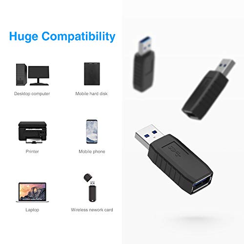 Eluteng Usb Coupler Male To Female 4Packs Usb 3.0 Type A Adapter Superspeed 5Gbps Usb Port Extension Connector Bridge Compatible With Laptop Computer Hard Drive Printer Camera #TOP4