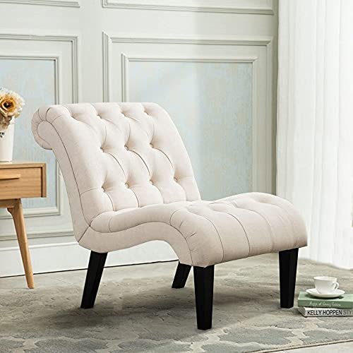 Armless Accent Chair Button Tufted Slipper Chair Side Chair for Dining Room Living Room Bedroom Funiture