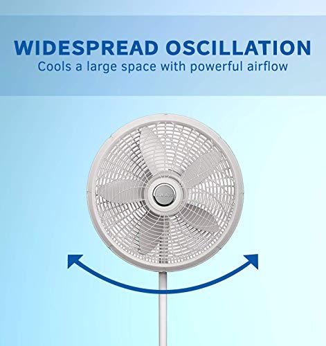 Lasko 1820 18″ Elegance & Performance Adjustable Pedestal Fan, White - Features Oscillating Movement Tilt-Back Fan Head (Renewed) #TOP2