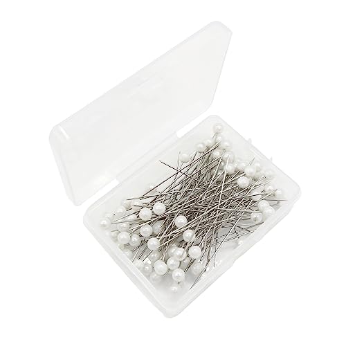 Helonge Corsages Pins, 0.24x2.56 Inches 100 Pcs Pearl Floral Bouquet Pins, Flower Pins, Head Pins, Wedding Crystal Pins for Craft Wedding Jewelry Decoration
